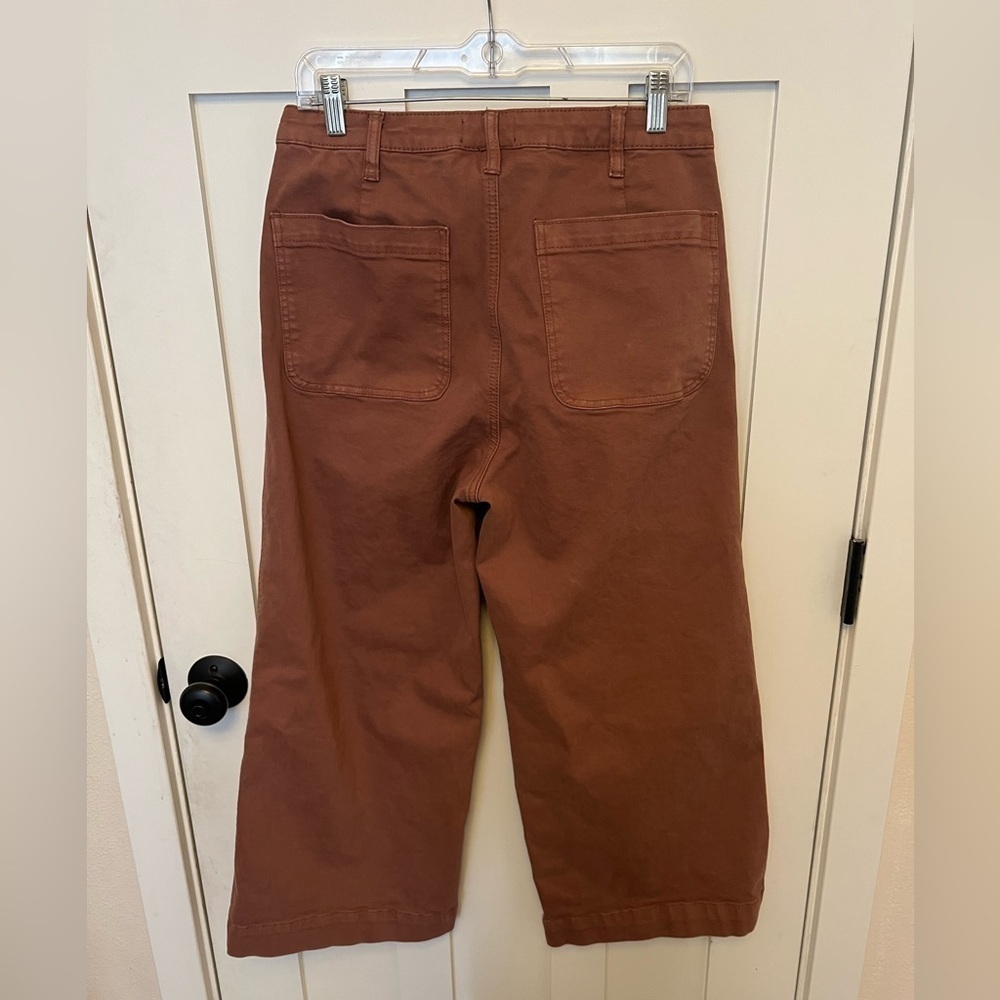 Oat New York High Rise Wide Leg Cropped Terracotta Pants Size 31 - Picture 4 of 6